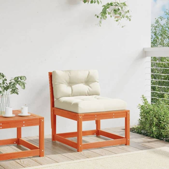 VidaXL Canapé de Jardin sans Accoudoirs avec Coussins, Siège de Terrasse avec Dossier, Chaise Modulaire de Patio Salon, Cire 844691