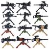Military WWII Weapons Building Blocks Soldier Figure Toy Gatling M2 Heavy Machine Gun NSV M19 Box Rifle Bullet Chain Mortar K045