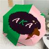 AKA logo9 Print Automatic Umbrella, 8 Rib Iron Frame, Plastic Handle, Suitable for Outdoor Travel &Daily , Ideal Gift