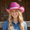 Pailletten Western Cowboyhut Schimmernder Cowgirlhut Modischer Bowlerhut Halloween Party
