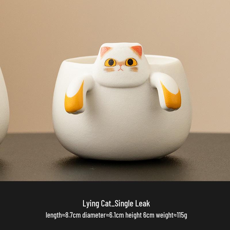 Cat-Themed Ceramic Coffee Mug & Saucer Set for Women