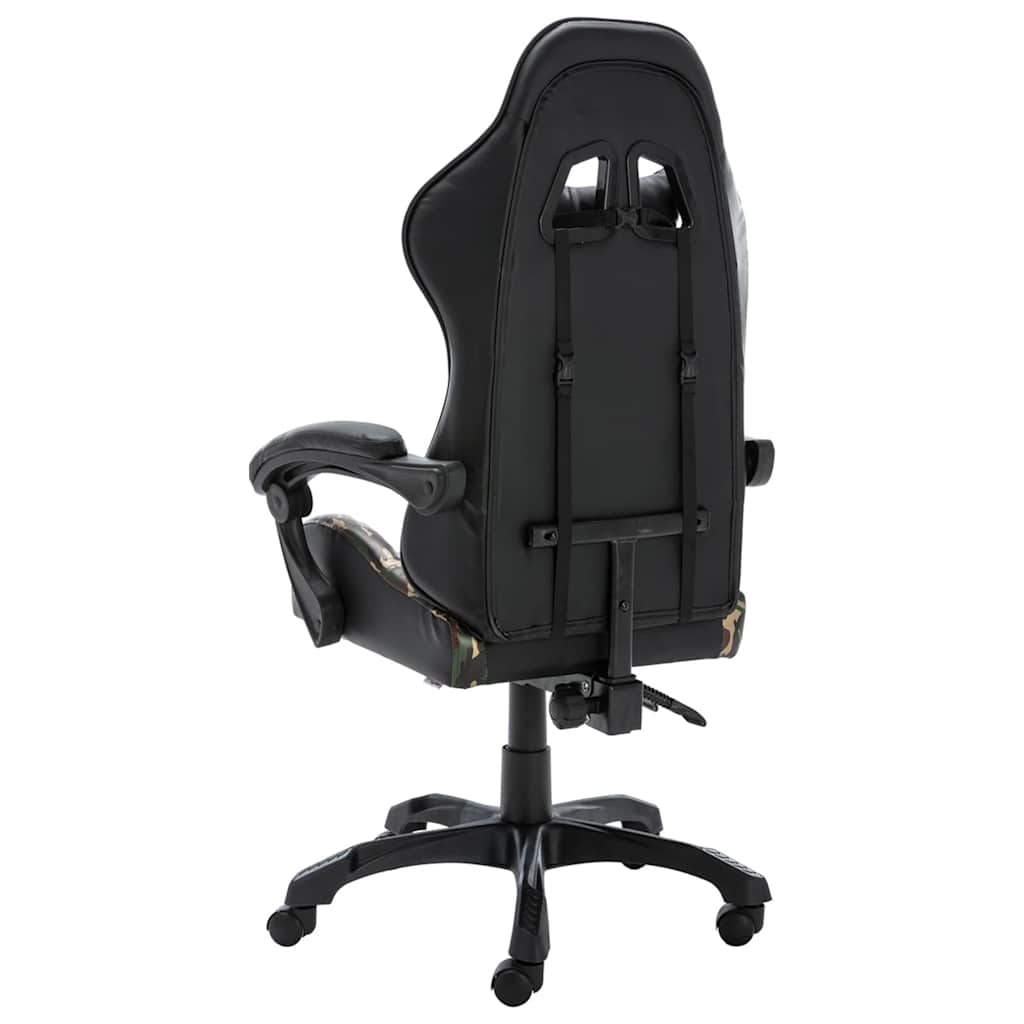Gaming Chair In Black and Camouflage Pattern Faux Leather
