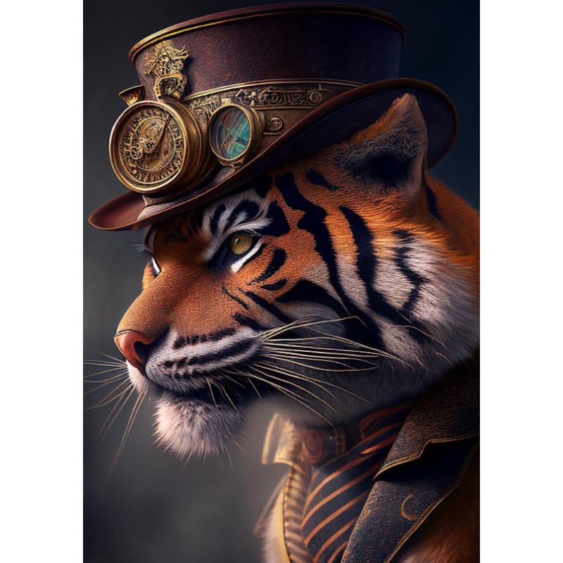 Steampunk Animals Cheetah Panda Rabbit Tiger Cat Canvas Painting Nordic Posters Print Wall Art for Living Room Home Decor