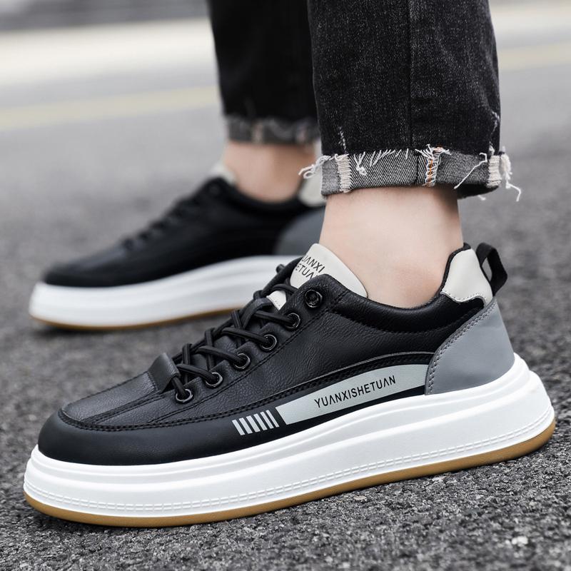Autumn and Winter New Men's Shoes Platform Casual Sports Shoes Leather Board Shoes