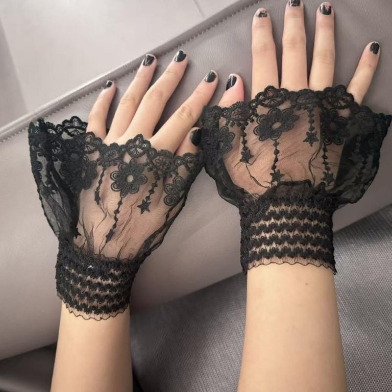 Elegant Lace Arm Sleeves Nylon Wrist Cuffs Faux Sleeves For Women And Girls Daily Outfit and Formal Dress Enhancement
