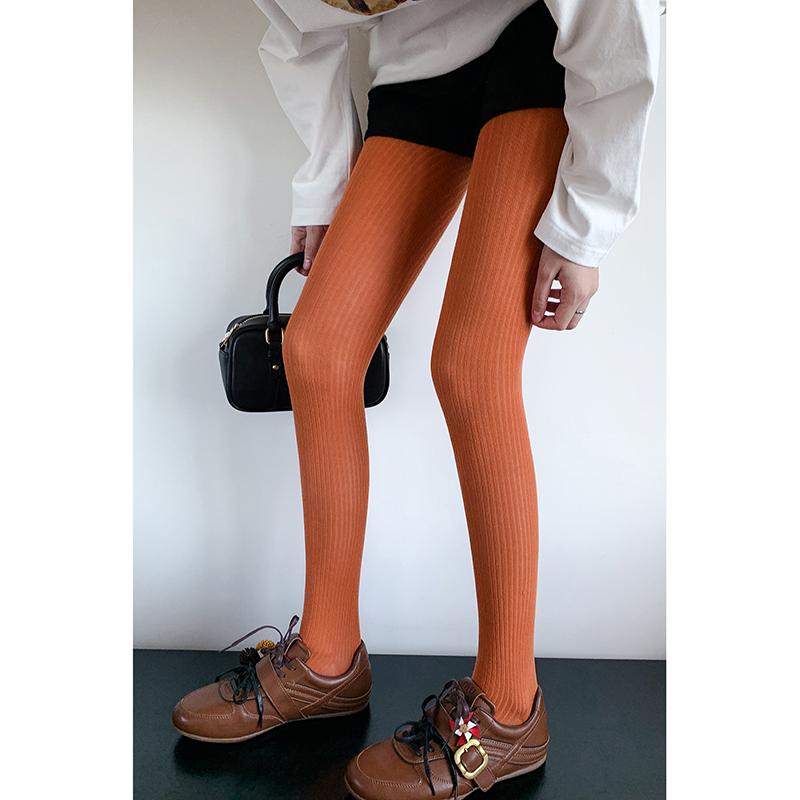 Collant a Righe Lavorati a Maglia per Ragazze Donna 2025 Autunno Inverno Base Casual Streetwear Collant Nuovi Collant per Donna