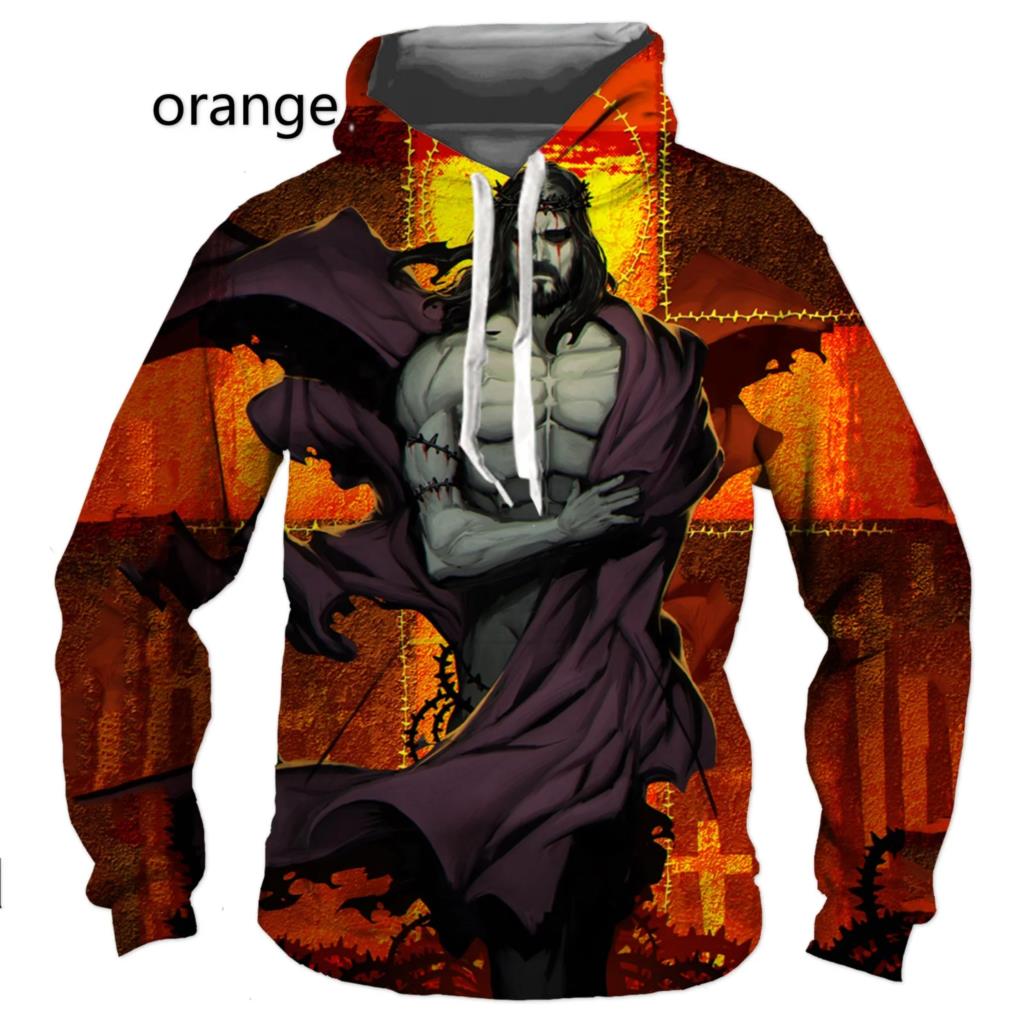 Christian God Jesus Cross Hettegenser 3d-trykk Gensere Mann/Kvinne Genser Harajuku Streetwear mote barn hettegensere herrejakke