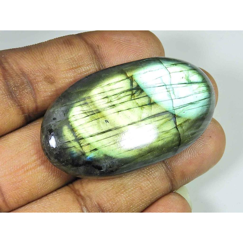 130Cts. Natural Labradorite Oval Crystal Cabochon loose Gemstone 29X54MM SK-1979