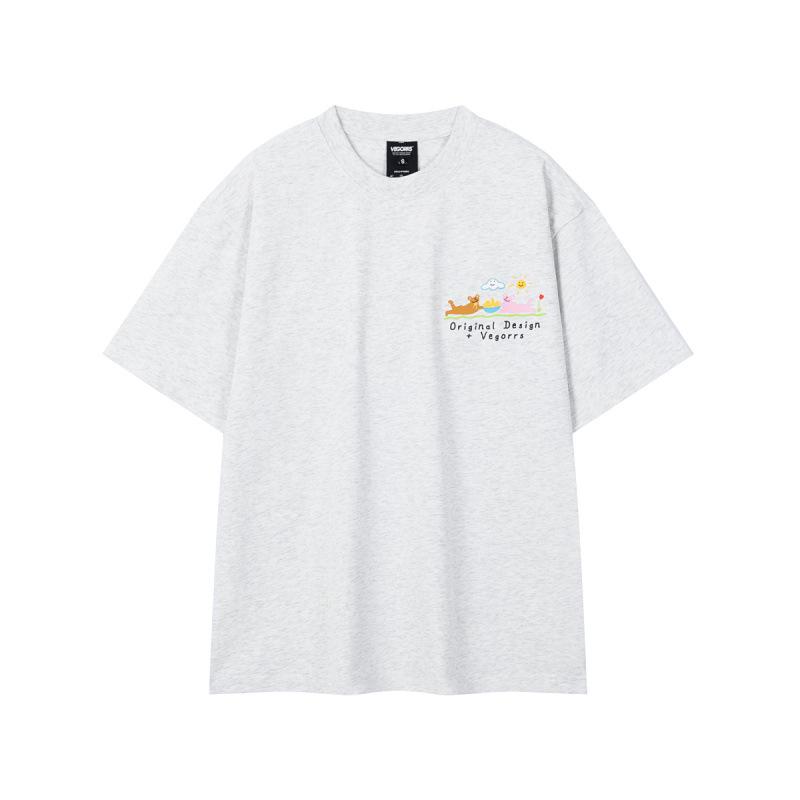 

VEGORRS Футболка унисекс из хлопка с круглым вырезом в американском стиле с забавным цветком, с коротким рукавом, свободного кроя - T9211 Small