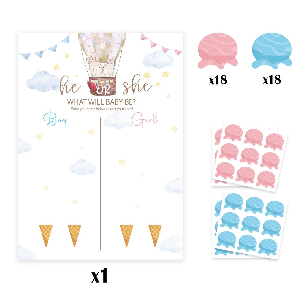Baby Reveal Party Game Card Set - Gender Prediction & Baby Shower Activity Games for Birthday Party Including 'Baby Bingo'