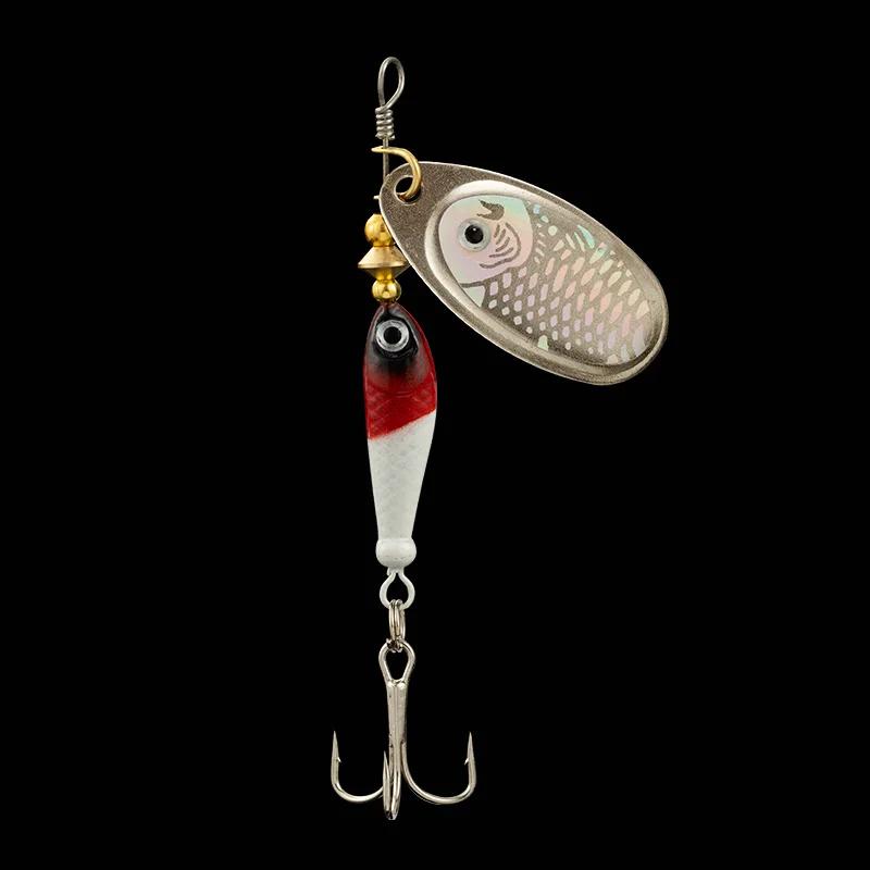 9g Rotating Fishing Bait Spoon Lure with Triple Hook Metal Artificial Fish Wobbler Feeder for Carp