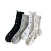 Women's Polka Dot Rolled-up Socks, Women's Mid-calf Socks, Summer Thin Perforated Mesh Breathable Pile Socks for Women