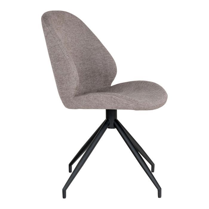 Swivel Dining Chair - HOUSE NORDIC - Monte Carlo - Set of 2 - Grey Fabric - Black Metal Legs