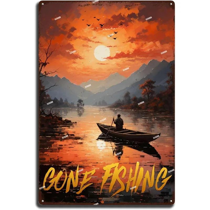 Metal Tin Signs Plaque Landscape View Wall Decoration Vintage Art Posters Iron Painting for Man Cave Home Cafe Garden Club Bar