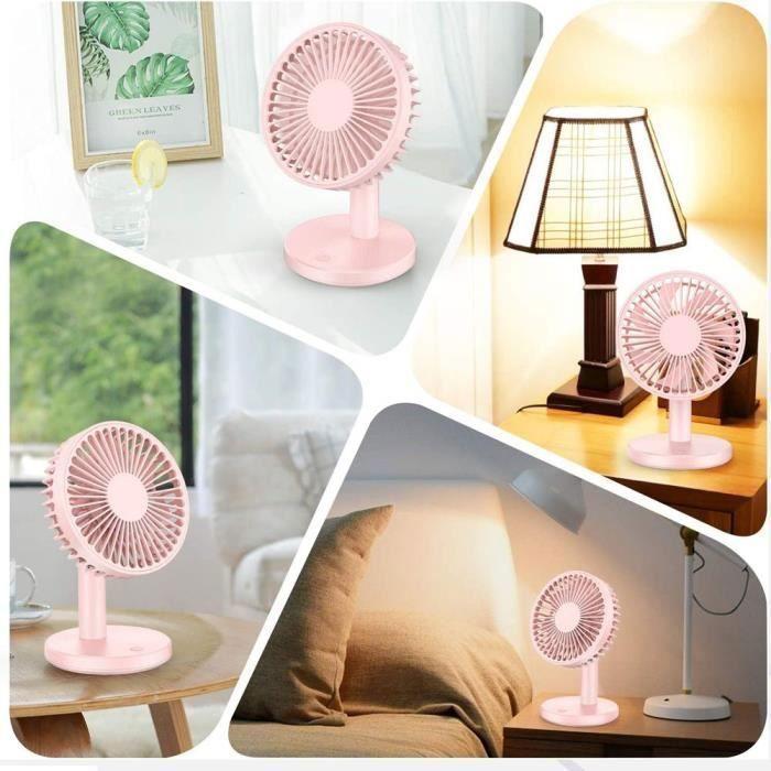 Ventilateur de Table - E.F.Connection - Rose - 4 Vitesses - Batterie Rechargeable