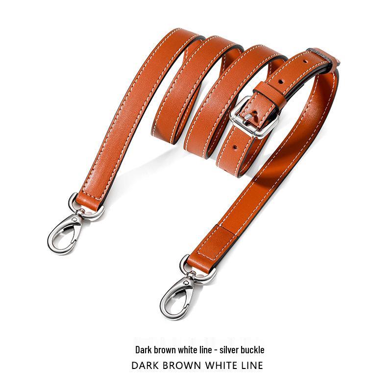 Adjustable Genuine Leather Crossbody Bag Strap - Thin Plain Weave for Women