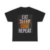 Eat Sleep Code Shirt Funny Graphic Computers Gamer Unisex Heavy Cotton Tee