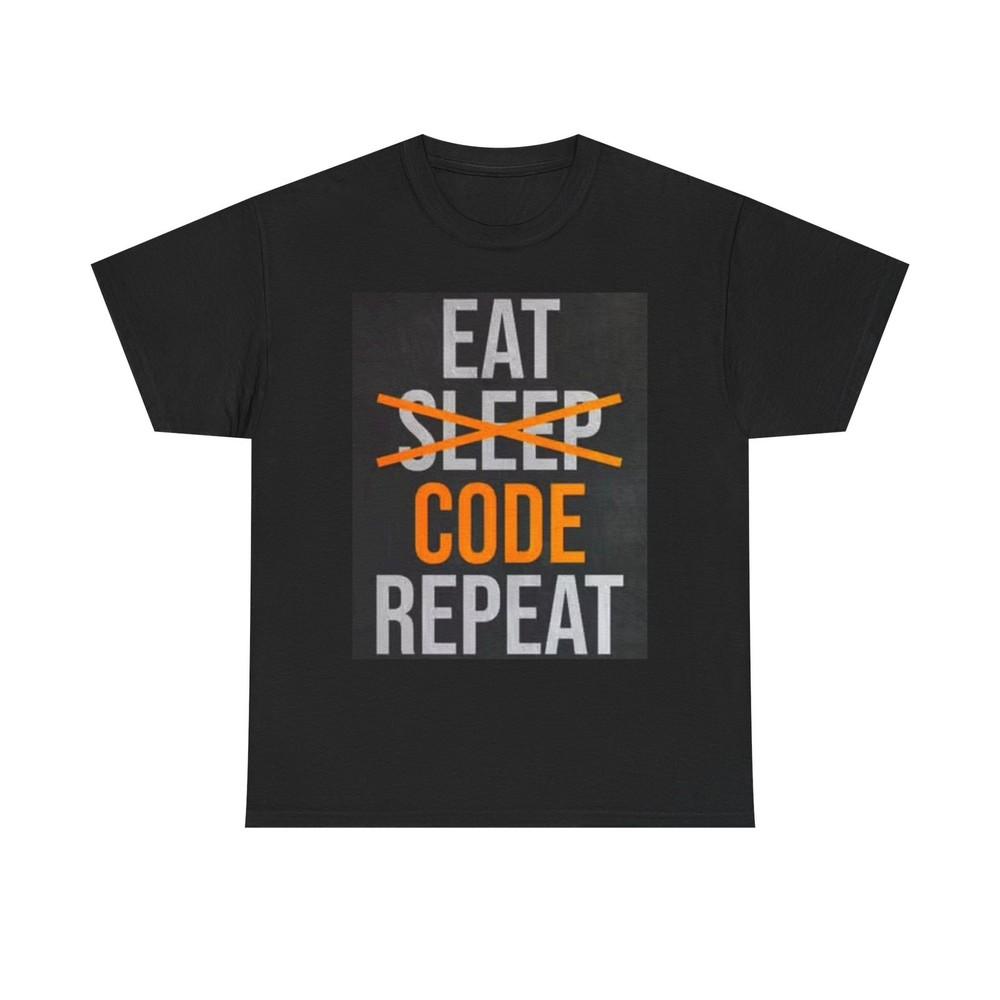 

Eat Sleep Code Shirt Funny Graphic Computers Gamer Unisex Heavy Cotton Tee L