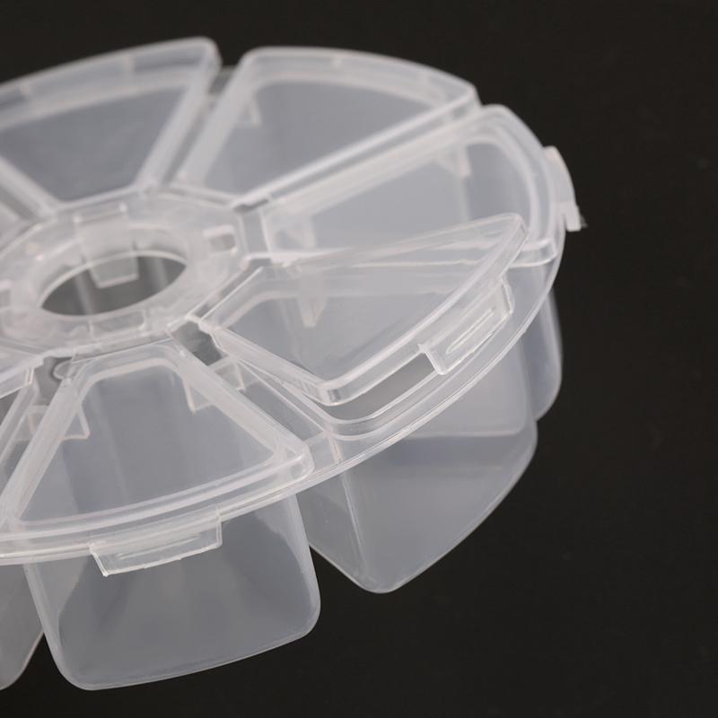 6 slots/8 slots round Compartment Plastic Storage Box for Beads earrings Adjustable Jewelry Container Transparent Box Case
