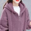 Winter Warm Plush Zipper Cardigan Jacket Women Coat Thick Solid Color Pockets Long Sleeves Loose Outdoor