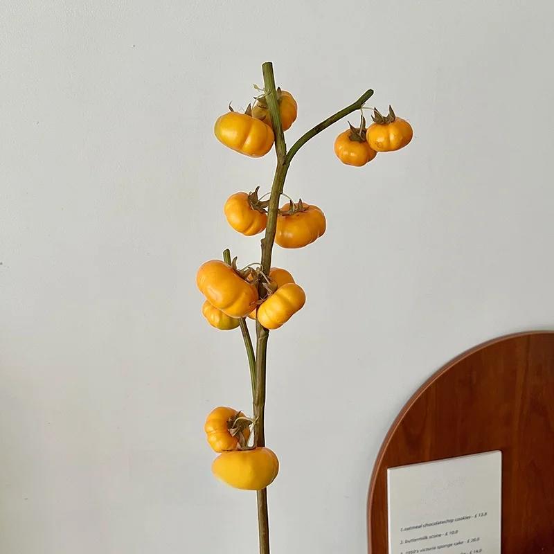 For Harvested Simulation Small Pumpkin Vase Decoration Living Room High-End Faux Een Plant Fruit Desktop Floral Art Decor