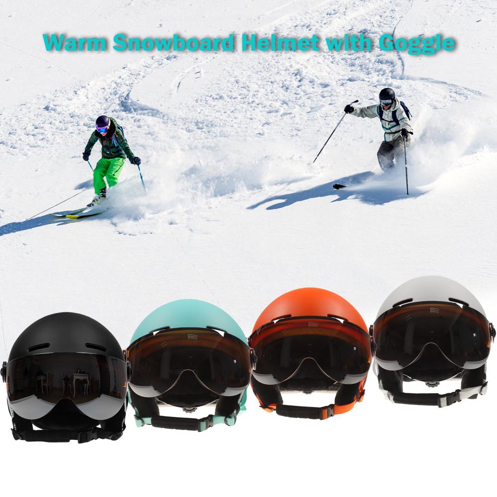 Snowboard Helmet with Earmuff Goggle Men Women Safety Skiing Helmet Professional Skiing Snow Sports Helmet