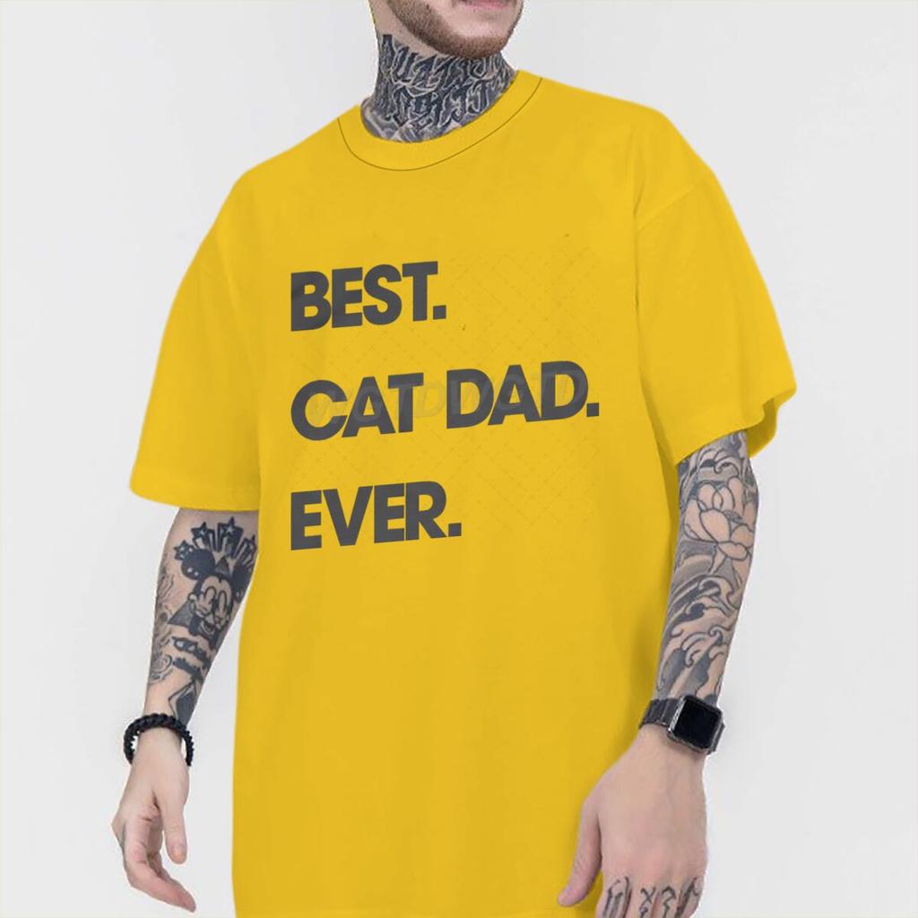 Best Cat Dad Ever Letter Print T Shirts Classic Retro Animal Lover Gifts Tees Male Short Sleeve Cotton Tees Fun Homme Camiseta