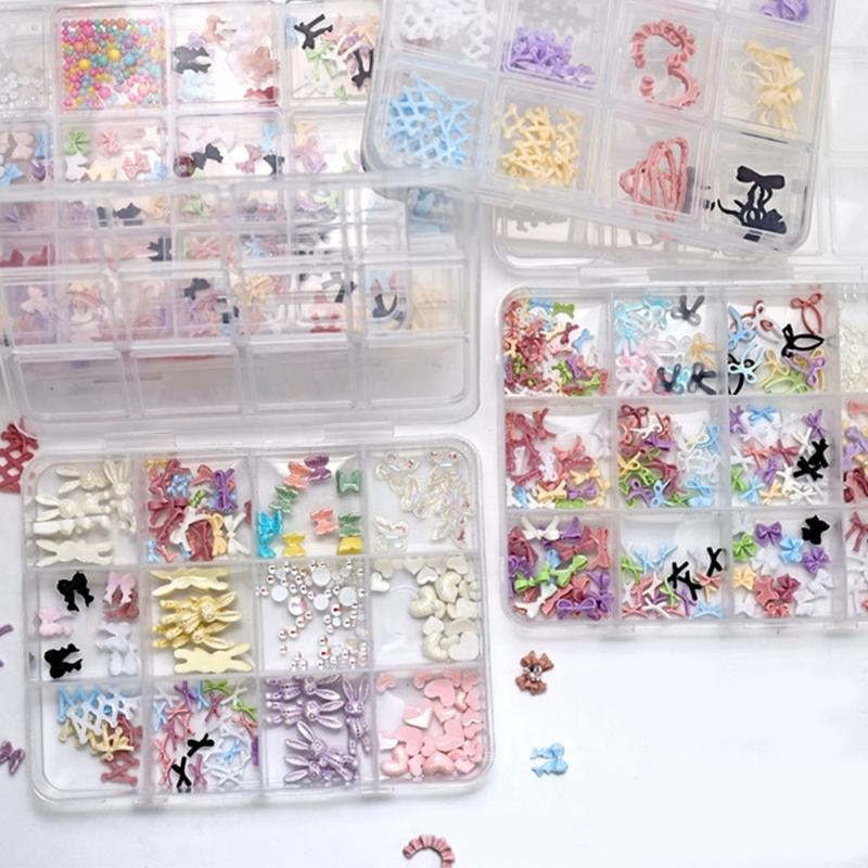 Colorful Nail Accessories Resin Nail Rhinestones for Manicure DIY Crafts Jewelry Bows Butterfly Heart Nail Art Charms