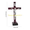 F26C Wooden Catholic Jesus for Cross Crucifix with Stand Religious Prayer Tabletop De