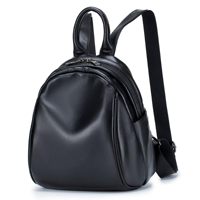 

Рюкзак женский модный тренд простой старший Sense большой емкости натуральная кожа мягкий чехол маленький рюкзак сумка для поездок на работу чёрный