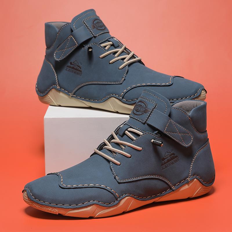 Newest Men Leather Casual Boots Handmade Spring Ankle Sneakers Soft Flats Men Boots Plus Size 39-47 Male Hombres Botas