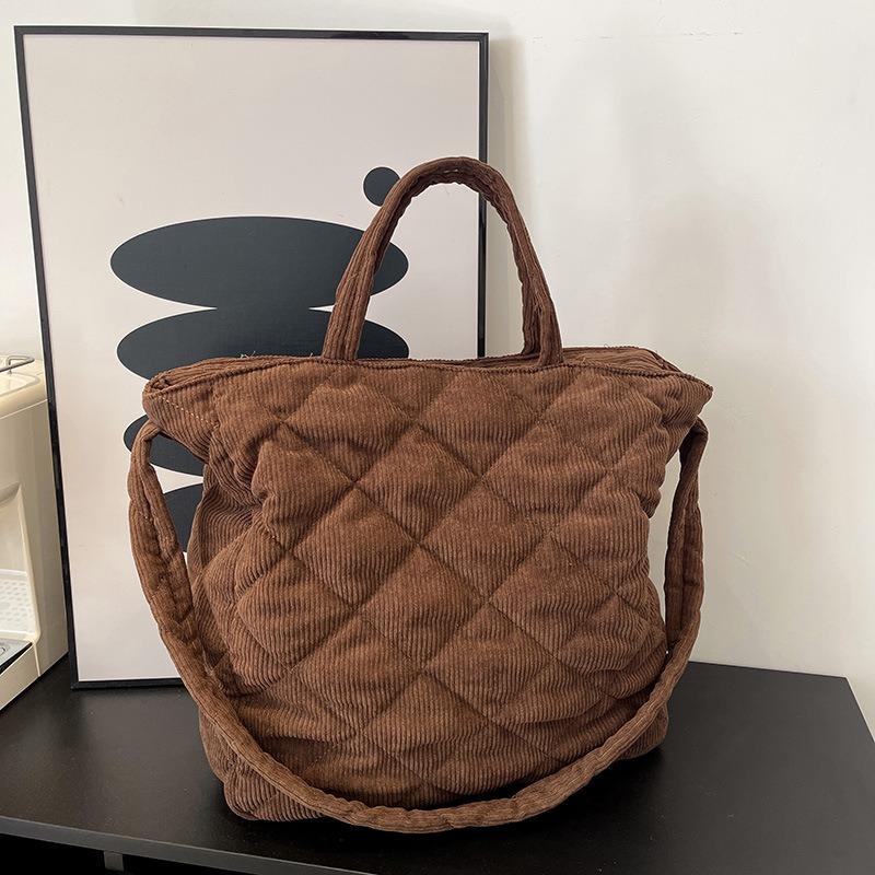 Large-capacity Casual Versatile Corduroy Tote Bag Women's New Autumn and Winter Commuting Shoulder Messenger Bag