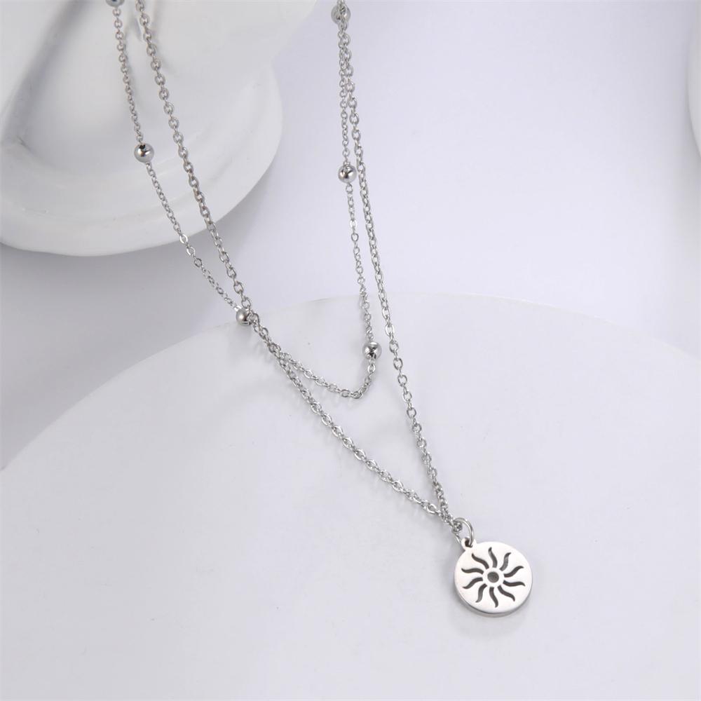 Cazador Dog Cat Four Leaf Clover Pendant Necklace for Women Stainless Steel Compass Angel Choker Double Chain Neck Jewelry 2026