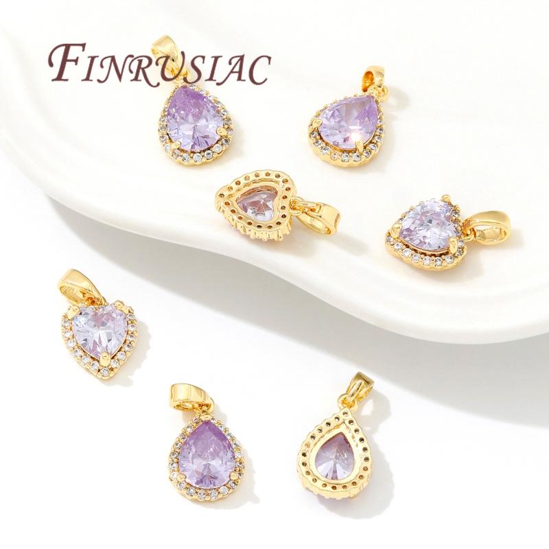 Fancy Charms For Jewelry 18K Real Gold Plated Heart Pendant Crystal Pendants For Necklace Supplies For Jewelry DIY Accessories