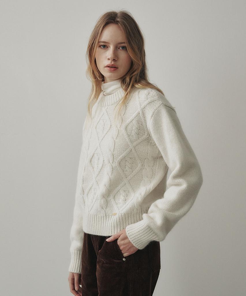Leumeme Alpaca Wool Blended Pullover Ivory