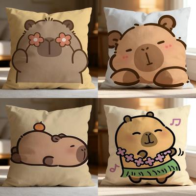 Hot Capybara Cushion Cover Soft Washable Pillow Case Multi-Scene For Couch Bed Travel Office Use