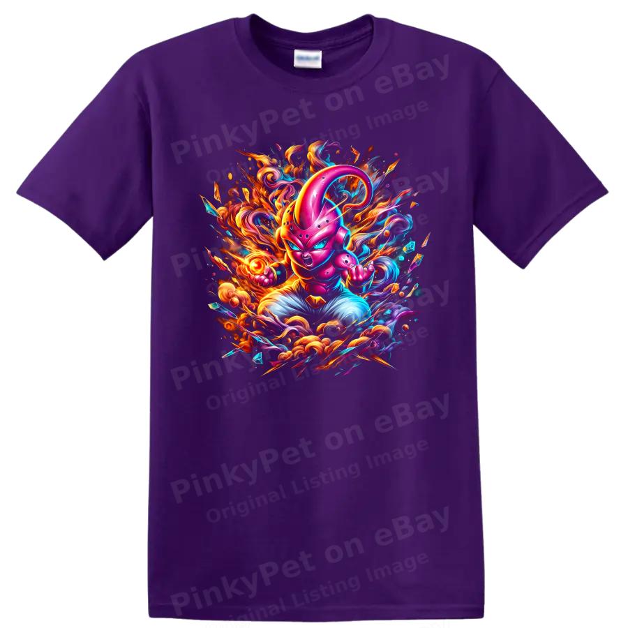 Majin Buu Anime Villain T Shirt Neon Pink Energy Blast Fantasy Art Graphic Tee