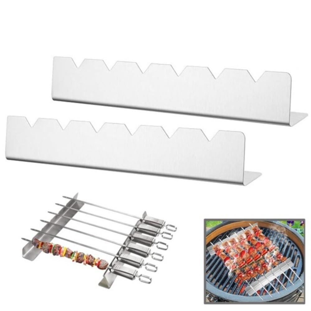 Anti-Slip Groove Skewer Holder Stainless Steel Barbecue Tools Kebab Stands  Patio Barbecue
