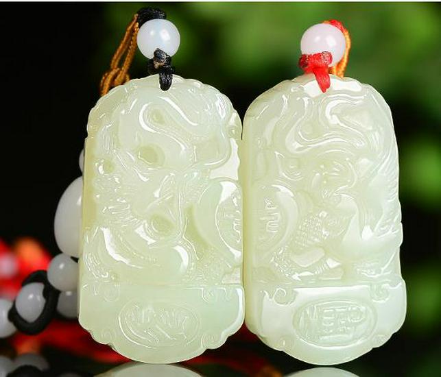 Xinjiang Hotan Jade Tai Chi Dragon and Phoenix Pendant with Certificate – Auspicious Jade Pair
