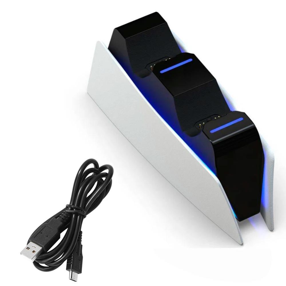 Dual Fast Charging Dock Station for PS5 Controllers, Plug & Play Contact Charger with LED Indicator Lights