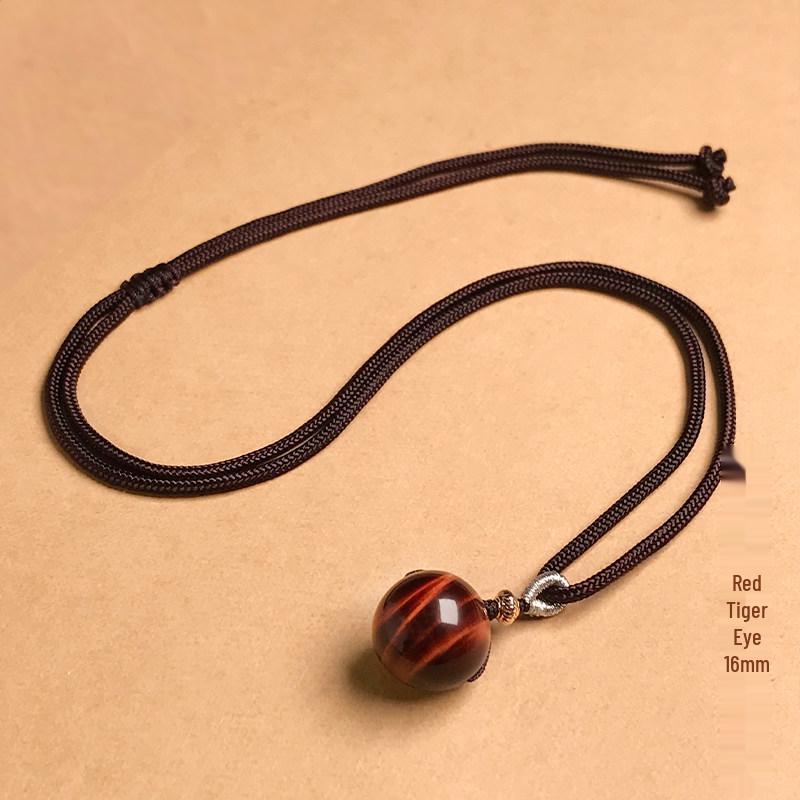 Tiger Eye, Obsidian & Amethyst Pendant Necklace – 16MM for Men