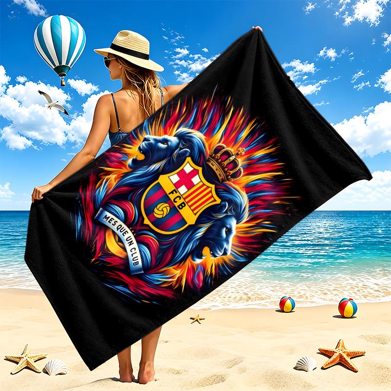 FC Barcelona Beach Towel Quick Dry Soft MicrofiberSand Resistant Oversized Cabana Bath Sheet for Swimming Pool Travel Gift