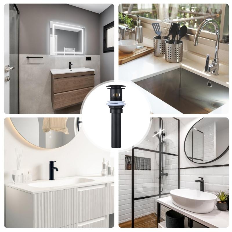 3 In 1 Universal Kitchen Sink Drain Strainer & Bathroom Popup Stopper with Overflows Bathroom Accessories for Sinks