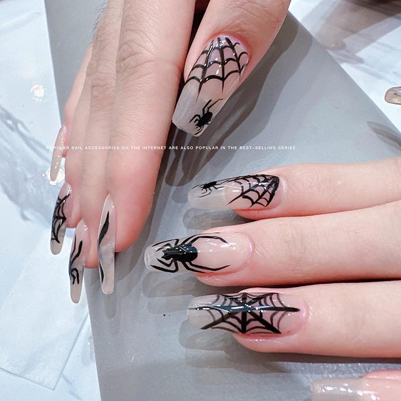 Pinturas Formato Aranha Dourada Preto e Branco Adesivo de Unha Realce Adesivo Decalque de Unha Acessórios Patch