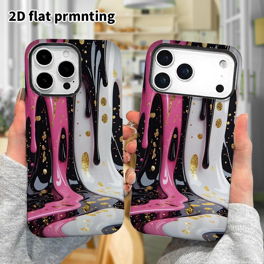Phone Case: 2D Flat Design Suitable for iPhone 18 17 16 15 14 13 Pro Film Protective Case, Couple Style, Pink, Black, White, Christmas and Halloween G