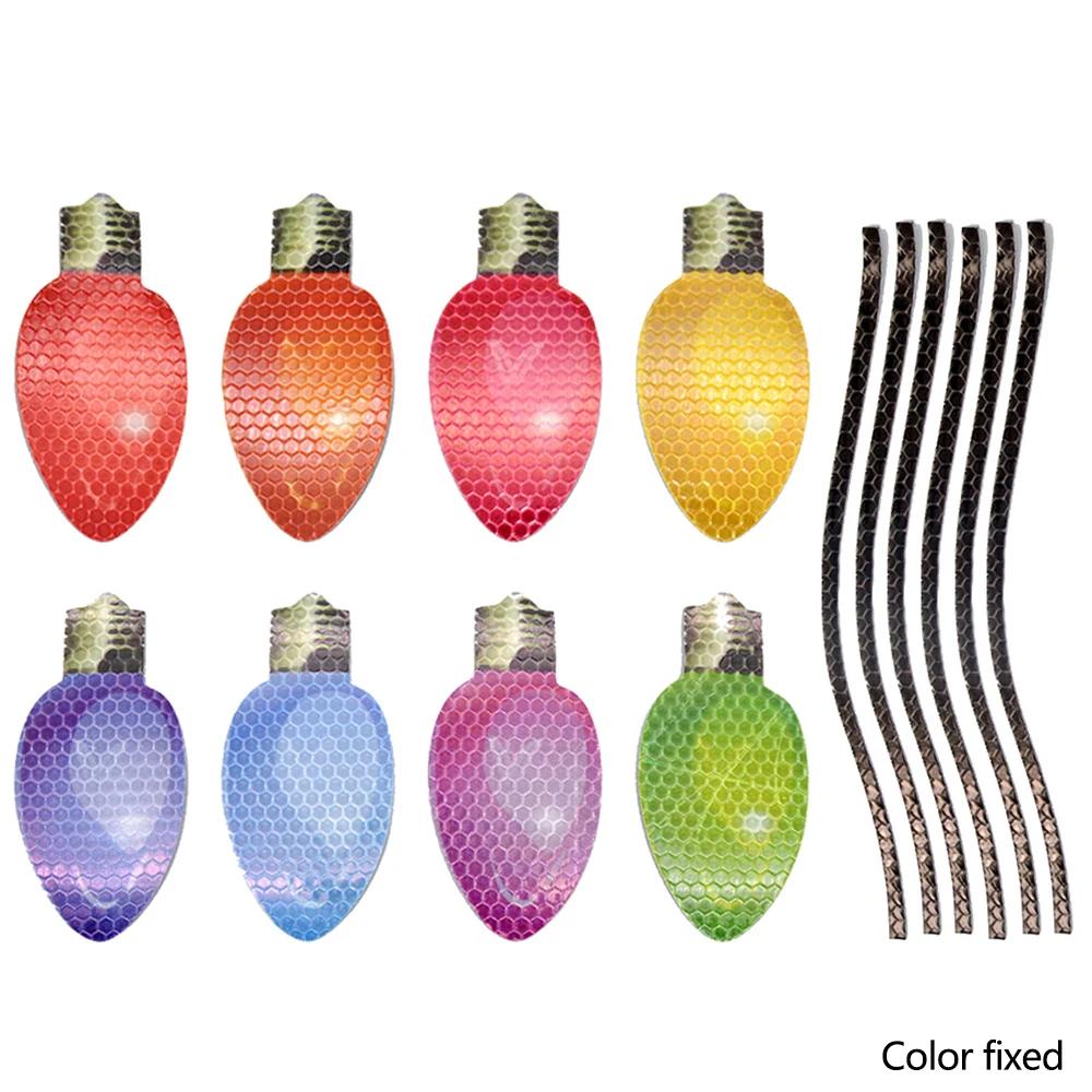 1 Set Christmas Car Body Decoration Reflective Bulb Light Shaped Magnets Stickers Magnetic Wires Ornaments for Home Auto Decor