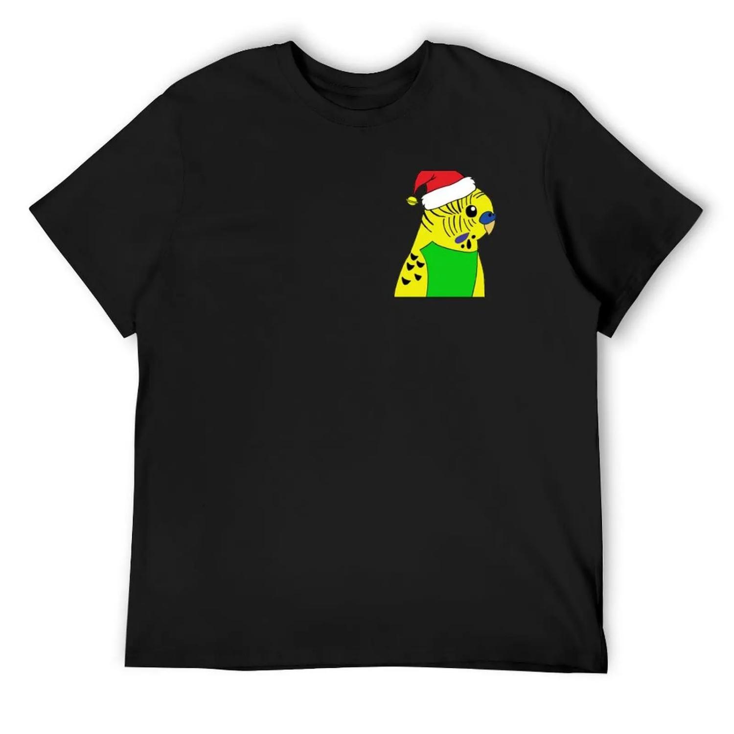 Christmas Budgie - Yellow T-Shirt blue archive vintage anime shirt tees mens cotton t shirts S разноцветный