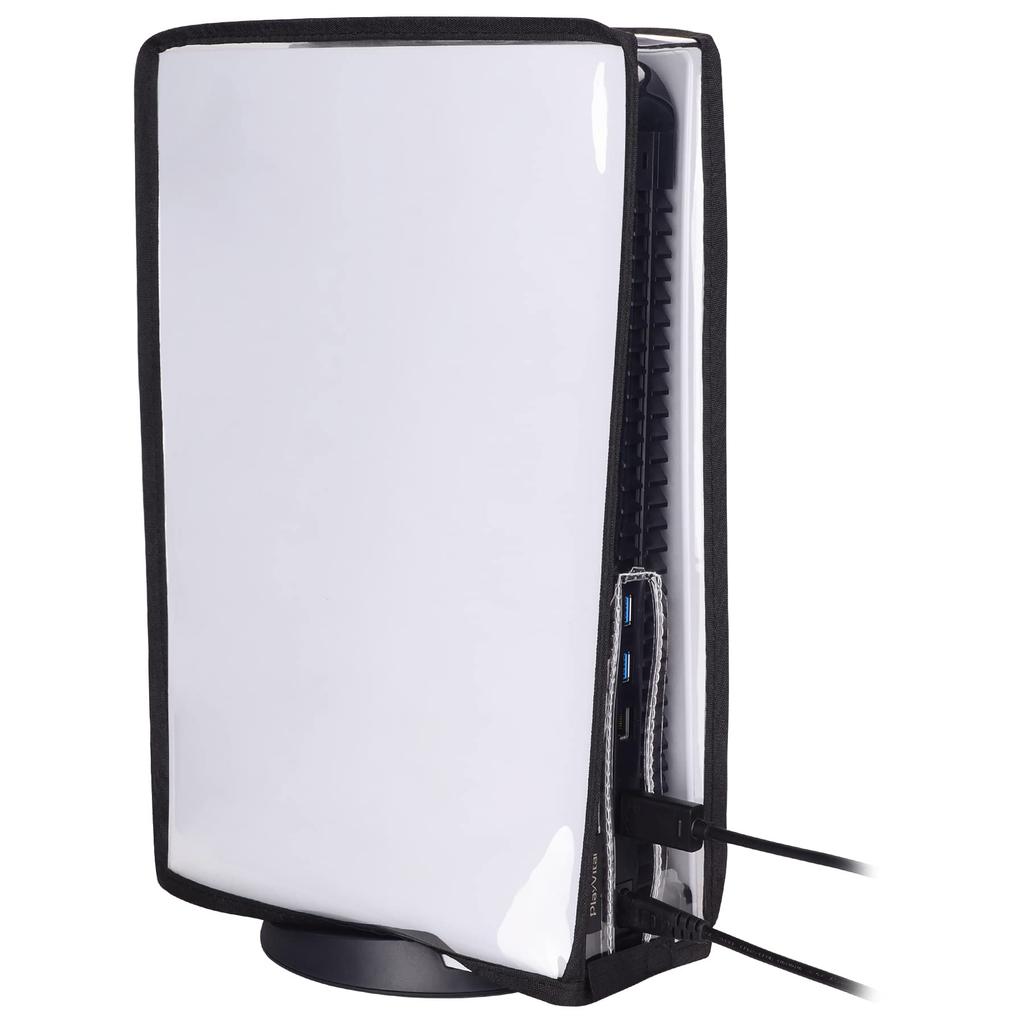 Husa de praf transparentă pentru PlayVital ps5 Husa de praf impermeabilă pentru husa ps5 poate fi aplicată la versiunea digitală și versiunea disc Consolă neagră,