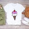 New Arrival 2025 T-Shirt Women Cute Ice Cream Cartoon Print T Shirt Femme Fashion Korean Style Camiseta Mujer Tshirt Ladies Tops