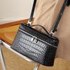 2025 New Cowhide Small Bag Crocodile Pattern Lunchbox Bag High-end Handbag Genuine Leather Women's Bag Shoulder Crossbody Bag